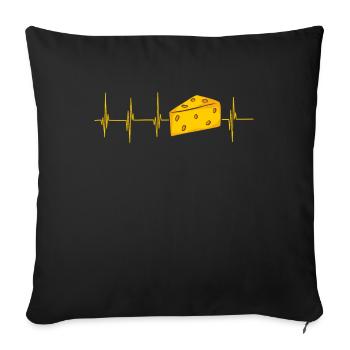 Mon cœur bat pour Cheese ! Fromage Toastie mème - Housse de coussin décorative 45 x 45 cm - noir - Devant