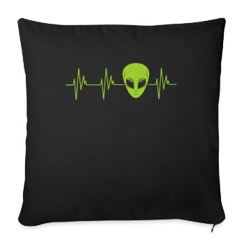 Alien Space Ufo Believers Support Head Heart - Sofa pillowcase 17,3'' x 17,3'' (45 x 45 cm) - black - Front
