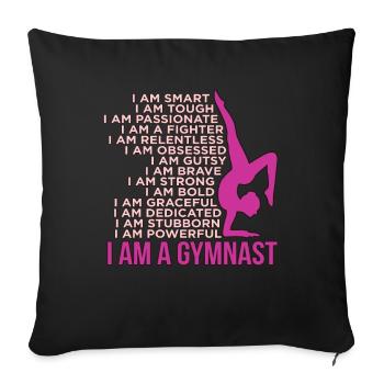 I am a gymnast gymnastics gymnastics - Sofa pillowcase 17,3'' x 17,3'' (45 x 45 cm) - black - Front