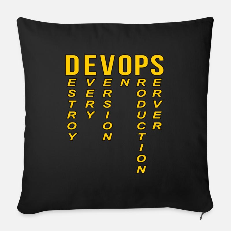 Devops Définition de l’ordinateur technique - Housse de coussin décorative 45 x 45 cm - noir