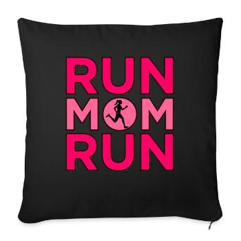 Run Mom Run Demi-marathon Coureur De course Amoureux de la course - Housse de coussin décorative 45 x 45 cm - noir - Devant