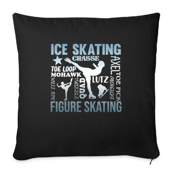 Vintage Ice Skating Figure Skating Skater Lovers - Sofa pillowcase 17,3'' x 17,3'' (45 x 45 cm) - black - Front