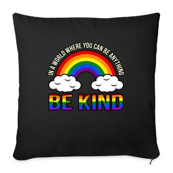 Rainbow Be Kind Soutien du Mois de la Fierté Gay Lgbtq - Housse de coussin décorative 45 x 45 cm - noir - Devant
