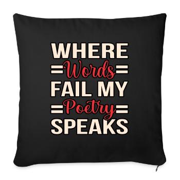 Mots Échec Poésie Parle Poète - Housse de coussin décorative 45 x 45 cm - noir - Devant