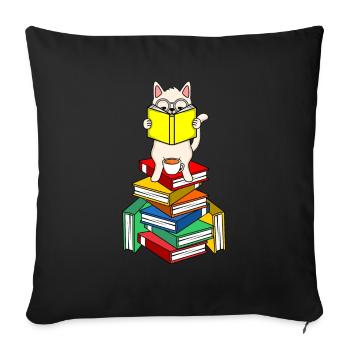 Katze Liest Gedichte Dichter Schriftsteller Autor - Sofakissenbezug 45 x 45 cm - Schwarz - Vorne