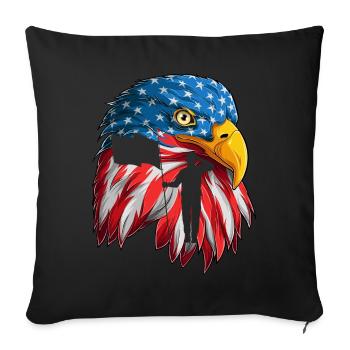 Gedenktag Vierter Juli Adler USA Flagge Soldat Vet - Sofakissenbezug 45 x 45 cm - Schwarz - Vorne