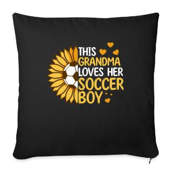 Grand-mère aime les jeunes sportifs de football - Housse de coussin décorative 45 x 45 cm - noir - Devant