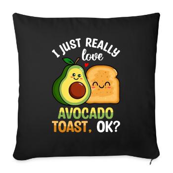 Love Avocado Toast Guacamole Lovers Avocados - Sofa pillowcase 17,3'' x 17,3'' (45 x 45 cm) - black - Front