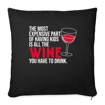 Nous devons boire des dictons de buveurs de vin - Housse de coussin décorative 45 x 45 cm - noir - Devant