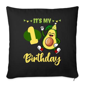 Avocado Lover 1st Birthday Guacamole Avocados - Sofa pillowcase 17,3'' x 17,3'' (45 x 45 cm) - black - Front