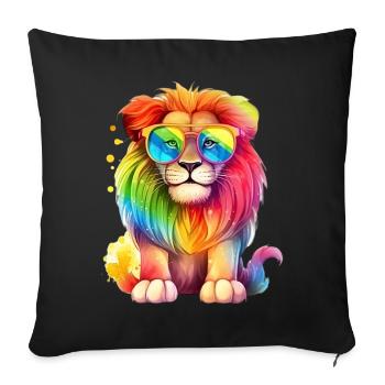 Cool colorful lion with sunglasses - Sofa pillowcase 17,3'' x 17,3'' (45 x 45 cm) - black - Front