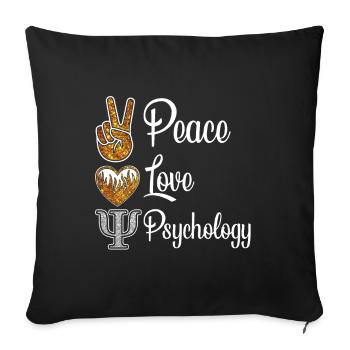 Peace Love Psychologie École Psychologue - Housse de coussin décorative 45 x 45 cm - noir - Devant