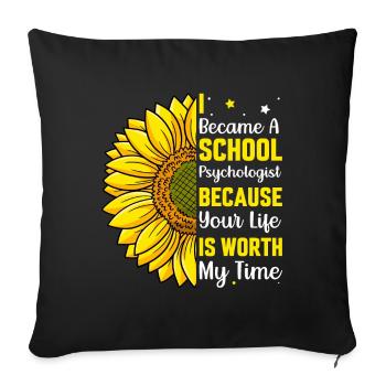 Devenu psychologue scolaire Professeur de psychologie Graphique - Housse de coussin décorative 45 x 45 cm - noir - Devant