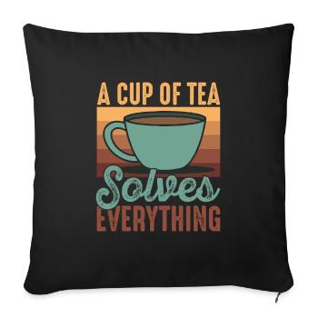 Tea Solves Everything Chai Drinker Tea Lovers Chai - Sofa pillowcase 17,3'' x 17,3'' (45 x 45 cm) - black - Front