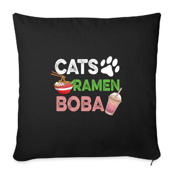 Cats Ramen Boba Tea Chai Drinker Tea Lovers - Sofa pillowcase 17,3'' x 17,3'' (45 x 45 cm) - black - Front