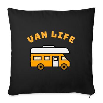 Van Life - Sofa pillowcase 17,3'' x 17,3'' (45 x 45 cm) - black - Front