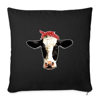 Schöne Kuh Bandana Lustige Farmer Mama - Sofakissenbezug 45 x 45 cm - Schwarz - Vorne