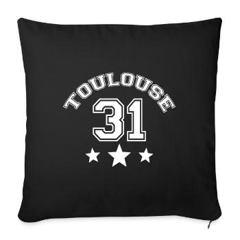 Toulouse 31 ma couille - Housse de coussin décorative 45 x 45 cm - noir - Devant