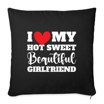Paare Liebe Herz Freund Geschenkidee Beziehung - Sofakissenbezug 45 x 45 cm - Schwarz - Vorne