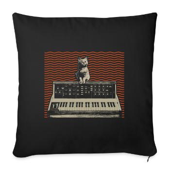 Analog Modular Synthesizer Katze Musikproduzent - Sofakissenbezug 45 x 45 cm - Schwarz - Vorne