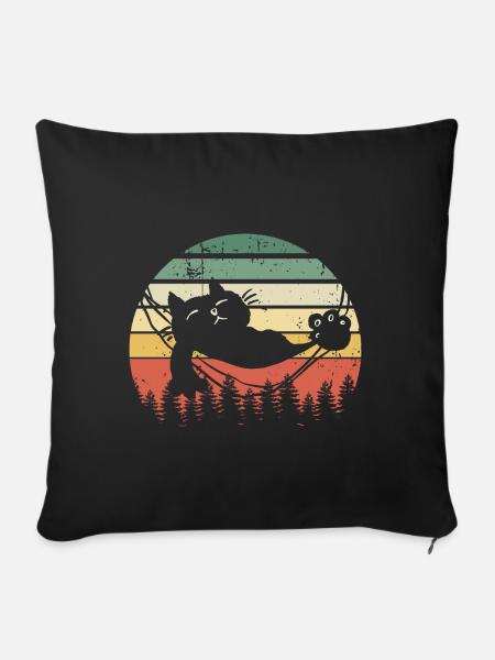 Katze Sunset - Sofakissenbezug 45 x 45 cm - Schwarz