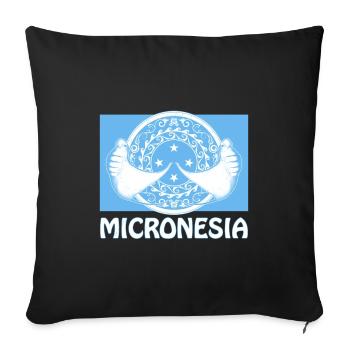 Flagge Mikronesiens und Mantarochen - Sofakissenbezug 45 x 45 cm - Schwarz - Vorne