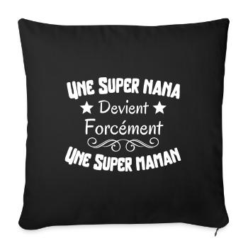 T-shirt Femme Humour Super Maman - Housse de coussin décorative 45 x 45 cm - noir - Devant
