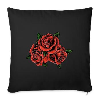 Red Roses Floral Illustration - Sofa pillowcase 17,3'' x 17,3'' (45 x 45 cm) - black - Front