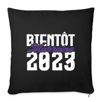 Cadeau Annonce grossesse bientôt Marraine 2023. - Housse de coussin décorative 45 x 45 cm - noir - Devant