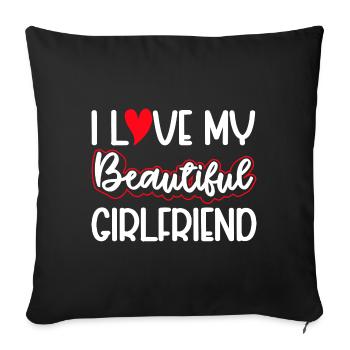 Paare Liebe Herz Freund Geschenkidee Beziehung - Sofakissenbezug 45 x 45 cm - Schwarz - Vorne
