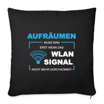 Wlan wifi Signal Aufräumen putzen - Sofakissenbezug 45 x 45 cm - Schwarz - Vorne