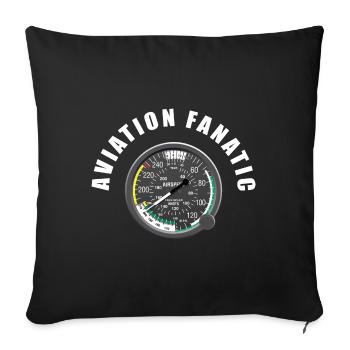 Aviation fanatic - Housse de coussin décorative 45 x 45 cm - noir - Devant