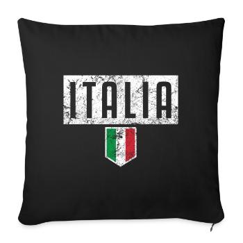 Drapeau italien coeur amour Italie - Housse de coussin décorative 45 x 45 cm - noir - Devant