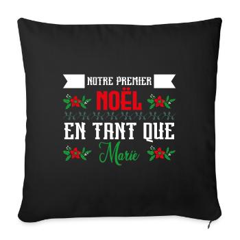 Notre premier Noël en tant que marié - Housse de coussin décorative 45 x 45 cm - noir - Devant