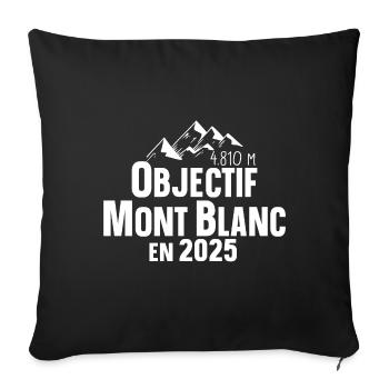 2025 Mont Blanc Montagne France Suisse Italie - Housse de coussin décorative 45 x 45 cm - noir - Devant