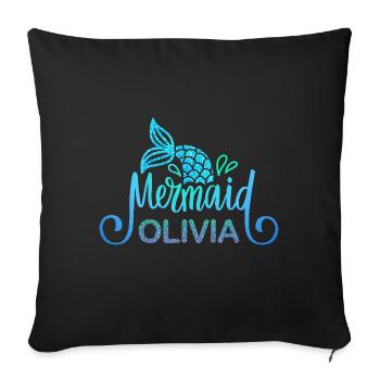 Name shirt Olivia with mermaid - Sofa pillowcase 17,3'' x 17,3'' (45 x 45 cm) - black - Front