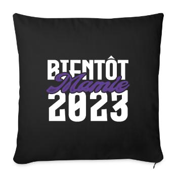 Cadeau Annonce grossesse bientôt Mamie 2023. - Housse de coussin décorative 45 x 45 cm - noir - Devant