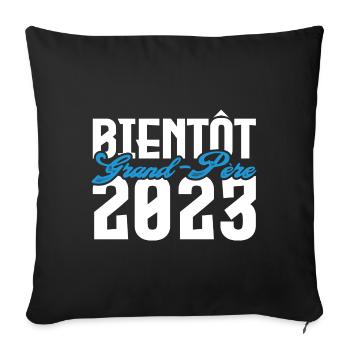 Cadeau Annonce grossesse bientôt Grand-père 2023. - Housse de coussin décorative 45 x 45 cm - noir - Devant