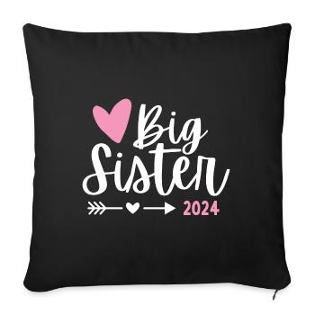 Ich werde große Schwester 2024 Herz Loading Süß - Sofakissenbezug 45 x 45 cm - Schwarz - Vorne