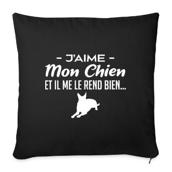 J aime mon chien - Housse de coussin décorative 45 x 45 cm - noir - Devant