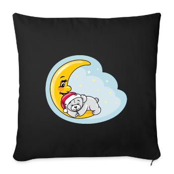 Sleeping teddy bear on the moon - Sofa pillowcase 17,3'' x 17,3'' (45 x 45 cm) - black - Front