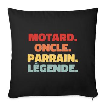 Motard | Oncle | Parrain | Légende - Housse de coussin décorative 45 x 45 cm - noir - Devant
