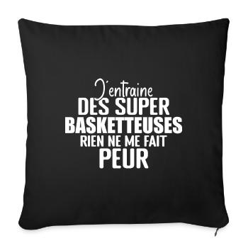 Entraineur Basketball Cadeau Coach Basketball - Housse de coussin décorative 45 x 45 cm - noir - Devant