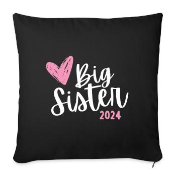 Ich werde große Schwester 2024 Herz Loading Süß - Sofakissenbezug 45 x 45 cm - Schwarz - Vorne