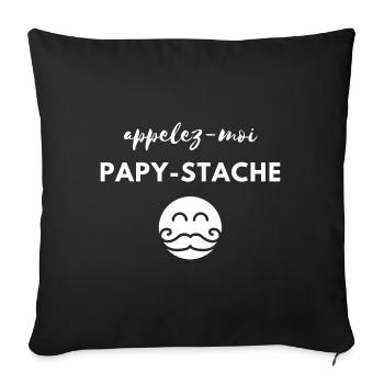 Appelez-moi papy-stache. Pour papy moustache - Housse de coussin décorative 45 x 45 cm - noir - Devant