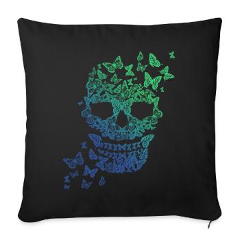 Butterfly skull - Sofa pillowcase 17,3'' x 17,3'' (45 x 45 cm) - black - Front