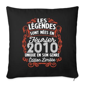 Vintage Flourish Cadeau Anniversaire Février 2010 - Housse de coussin décorative 45 x 45 cm - noir - Devant