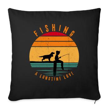 Fishing A longtime Love - Fishing - Sunset - Sofa pillowcase 17,3'' x 17,3'' (45 x 45 cm) - black - Front
