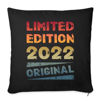 Fête d’anniversaire en édition limitée vintage 2022 - Housse de coussin décorative 45 x 45 cm - noir - Devant