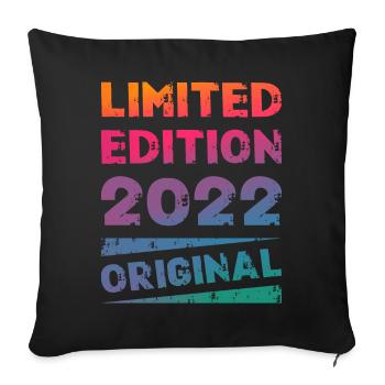 Fête d’anniversaire en édition limitée vintage 2022 - Housse de coussin décorative 45 x 45 cm - noir - Devant